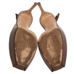 Pre Owned Gianvito Rossi Brown Leather Peep Toe Platform Pumps Size 39