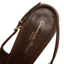 Pre Owned Gianvito Rossi Brown Leather Peep Toe Platform Pumps Size 39