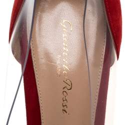 Pre Owned Gianvito Rossi Red Suede and PVC Plexi Pumps Size 41.5