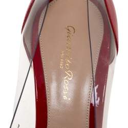 Pre Owned Gianvito Rossi Red Patent Leather and PVC Plexi Pointed Toe Pumps Size 40.5