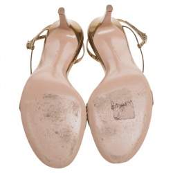 Pre Owned Gianvito Rossi Metallic Bronze Mirror Leather 'Manhattan' Ankle Strap Sandals Size 39