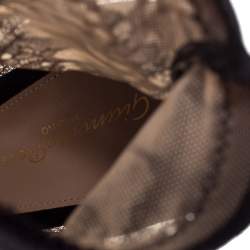 Pre Owned Gianvito Rossi Black Lace and Suede Sock Peep Toe Booties Size Size 39.5