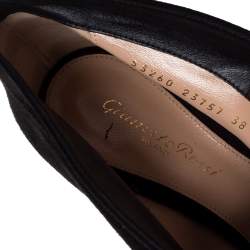 Pre Owned Gianvito Rossi Black Suede Vamp Peep Toe Booties Size 38