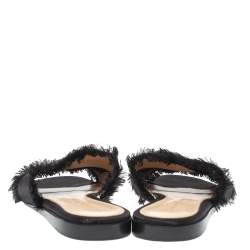 Pre Owned Gianvito Rossi Black Satin Barth Flat Slides Size 38