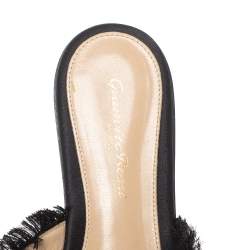 Pre Owned Gianvito Rossi Black Satin Barth Flat Slides Size 38