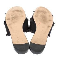 Pre Owned Gianvito Rossi Black Satin Barth Flat Slides Size 38