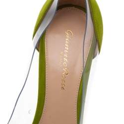 Pre Owned Gianvito Rossi Blue/Green Suede and PVC Plexi Pointed Toe Pumps Size 37