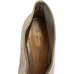 Pre Owned Gianvito Rossi Silver Foil Suede Vamp Peep Toe Booties Size 39