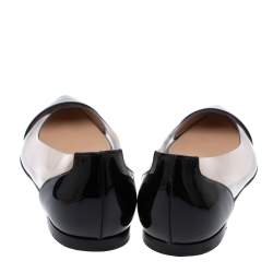 Pre Owned Gianvito Rossi Black PVC and Patent Leather Plexi Pointed Toe Ballet Flats Size 37.5