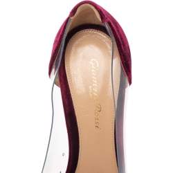 Pre Owned Gianvito Rossi Burgundy Suede And PVC Plexi Pumps Size 38.5