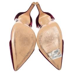 Pre Owned Gianvito Rossi Burgundy Suede And PVC Plexi Pumps Size 38.5