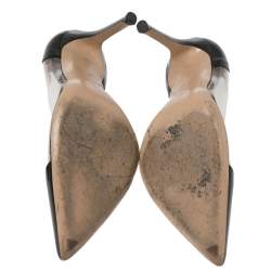 Pre Owned Gianvito Rossi Black Patent Leather And PVC Plexi Pointed Toe Pumps Size 35.5