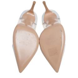 Pre Owned Gianvito Rossi White Leather and PVC Plexi Pointed Toe Pumps Size 39