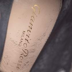 Pre Owned Gianvito Rossi Black Lace and Suede Lace Up Peep Toe Ankle Boots Size Size 37