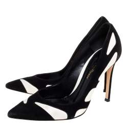 Gianvito Rossi Black/White Suede and Leather Cutout Pumps Size 36