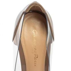 Pre Owned Gianvito Rossi Black Patent Leather And PVC Plexi Pointed Toe Pumps Size 37