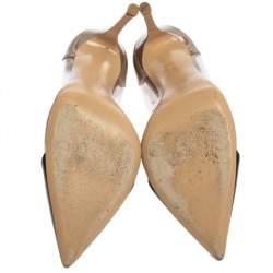 Pre Owned Gianvito Rossi Black Patent Leather And PVC Plexi Pointed Toe Pumps Size 37