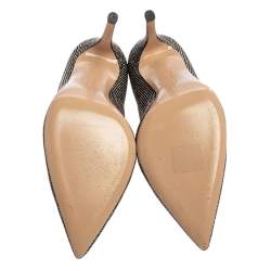 Pre Owned Gianvito Rossi Suede Leather Silver Crystal Embellished Lennox Pointed Toe Size 38