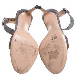 Pre Owned Gianvito Rossi Multicolor Glitter Fabric Portofino Ankle Cuff Sandals Size 39.5