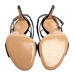 Pre Owned Gianvito Rossi Black Suede Criss Cross Ankle strap Sandals Size 38