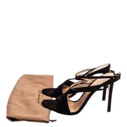 Pre Owned Gianvito Rossi Black Suede Criss Cross Ankle strap Sandals Size 38
