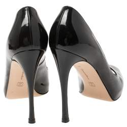 Pre Owned Gianvito Rossi Black Patent Leather Peep Toe Pumps Size 39