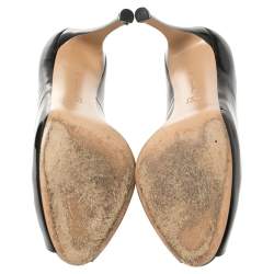 Pre Owned Gianvito Rossi Black Patent Leather Peep Toe Pumps Size 39