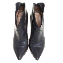 Pre Owned Gianvito Rossi Grey Leather Mable Boots Size 37