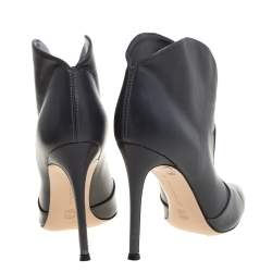 Pre Owned Gianvito Rossi Grey Leather Mable Boots Size 37