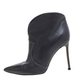 Pre Owned Gianvito Rossi Grey Leather Mable Boots Size 37