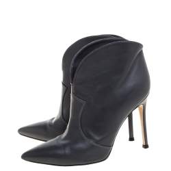 Pre Owned Gianvito Rossi Grey Leather Mable Boots Size 37