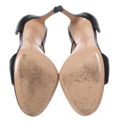 Pre Owned Gianvito Rossi Black Leather Open Side D'orsay Sandals Size 37