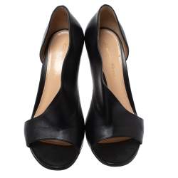 Pre Owned Gianvito Rossi Black Leather Open Side D'orsay Sandals Size 37