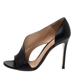 Pre Owned Gianvito Rossi Black Leather Open Side D'orsay Sandals Size 37