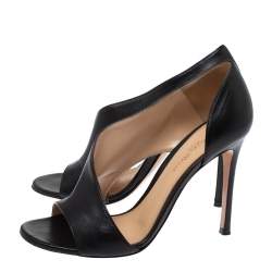 Pre Owned Gianvito Rossi Black Leather Open Side D'orsay Sandals Size 37