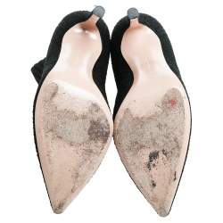 Pre Owned Gianvito Rossi Knit Fabric Bouclé Katie Ankle Boots Size 37.5