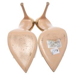 Pre Owned Gianvito Rossi Metallic Gold Croc Embossed Leather And PVC Elle Open Toe Sandals Size 39