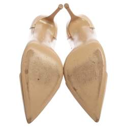 Pre Owned Gianvito Rossi Beige Patent Leather And PVC Plexi Pumps Size 42