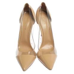 Pre Owned Gianvito Rossi Beige Patent Leather And PVC Plexi Pumps Size 42