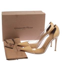Pre Owned Gianvito Rossi Beige Patent Leather And PVC Plexi Pumps Size 42