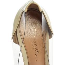Pre Owned Gianvito Rossi Off-white Patent Leather And PVC Plexi Pointed Toe Pumps Size 36
