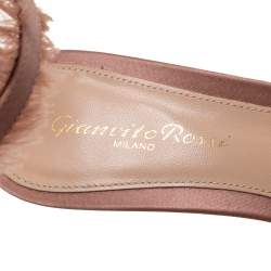 Pre Owned Gianvito Rossi Beige Satin Caribe Fringe Trim Ankle Strap Sandals Size 37