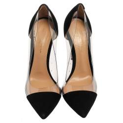 Pre Owned Gianvito Rossi Black Suede And PVC Plexi Pumps Size 38