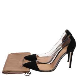 Pre Owned Gianvito Rossi Black Suede And PVC Plexi Pumps Size 38