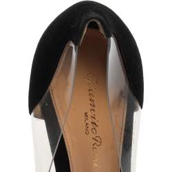Pre Owned Gianvito Rossi Black Suede And PVC Plexi Pumps Size 38