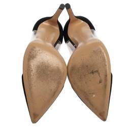 Pre Owned Gianvito Rossi Black Suede And PVC Plexi Pumps Size 38