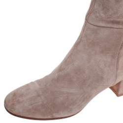 Pre Owned Gianvito Rossi Beige Suede Leather Over the Knee Boots Size 38