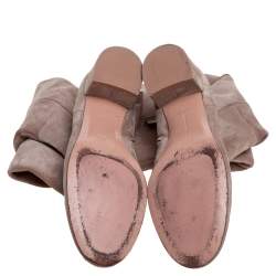 Pre Owned Gianvito Rossi Beige Suede Leather Over the Knee Boots Size 38