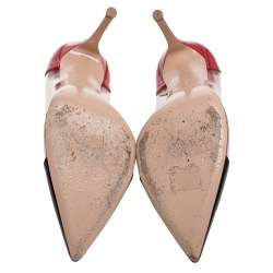 Pre Owned Gianvito Rossi Black/Red Patent Leather And PVC Plexi Pumps Size 40