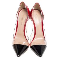 Pre Owned Gianvito Rossi Black/Red Patent Leather And PVC Plexi Pumps Size 40